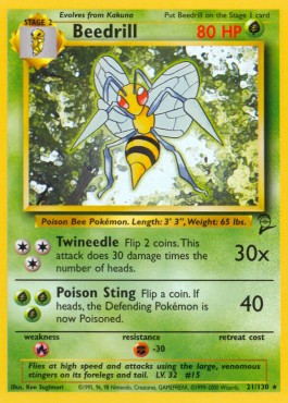 Beedrill Pokemon card from Base Set 2