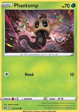 Phantump Pokemon card from Lost Origin