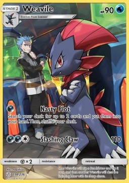 Weavile Pokemon card from Cosmic Eclipse