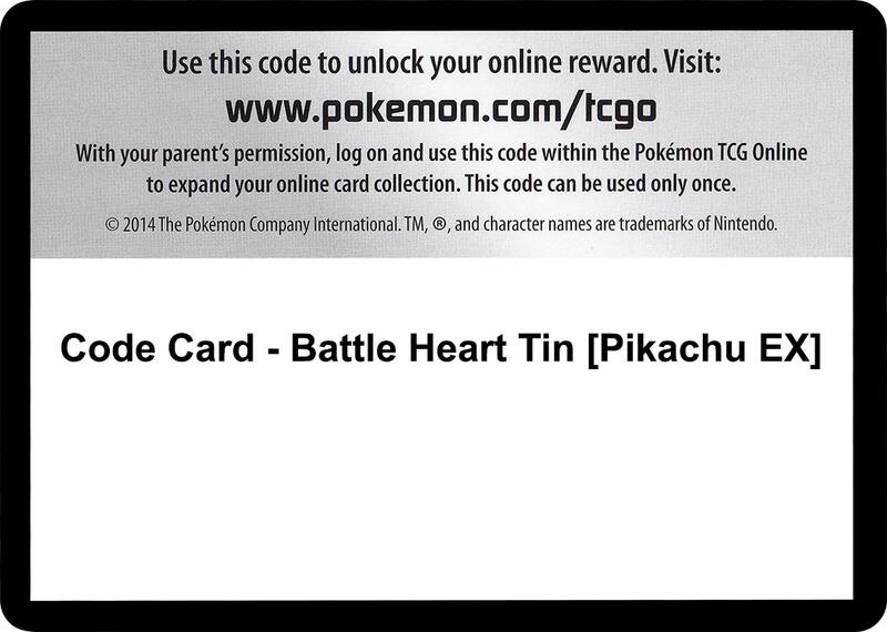 Code Card - Battle Heart Tin [Pikachu EX] Pokemon card from XY - Steam Siege