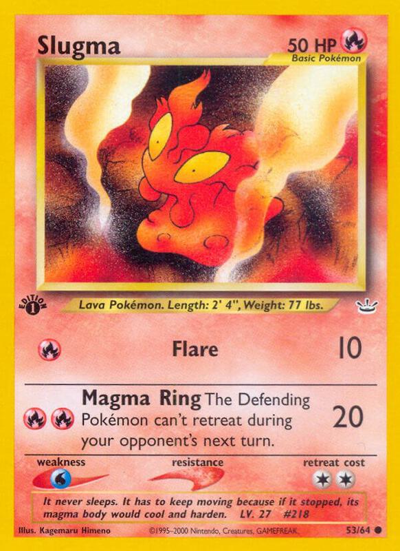 Slugma Pokemon card from Neo Revelation