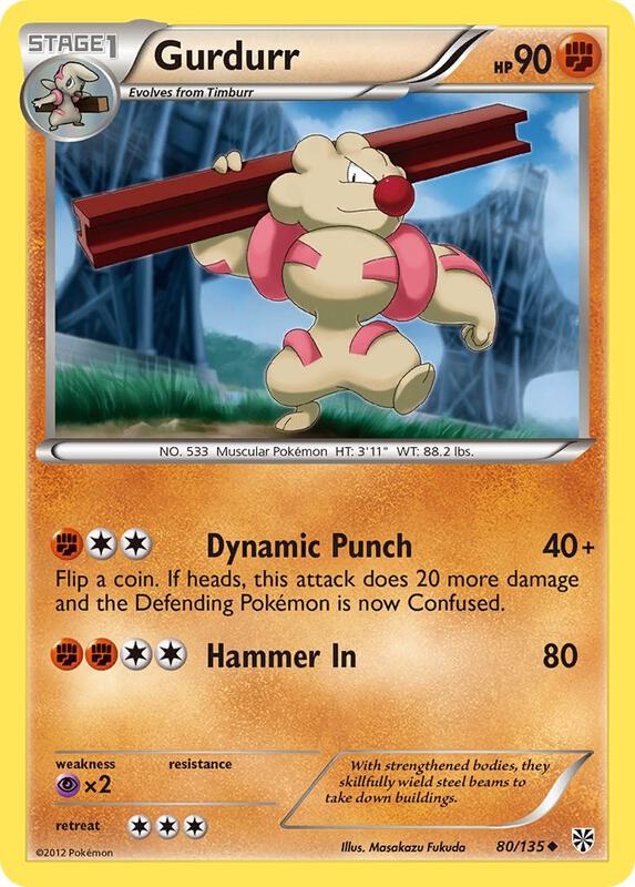 Gurdurr Pokemon card from Plasma Storm