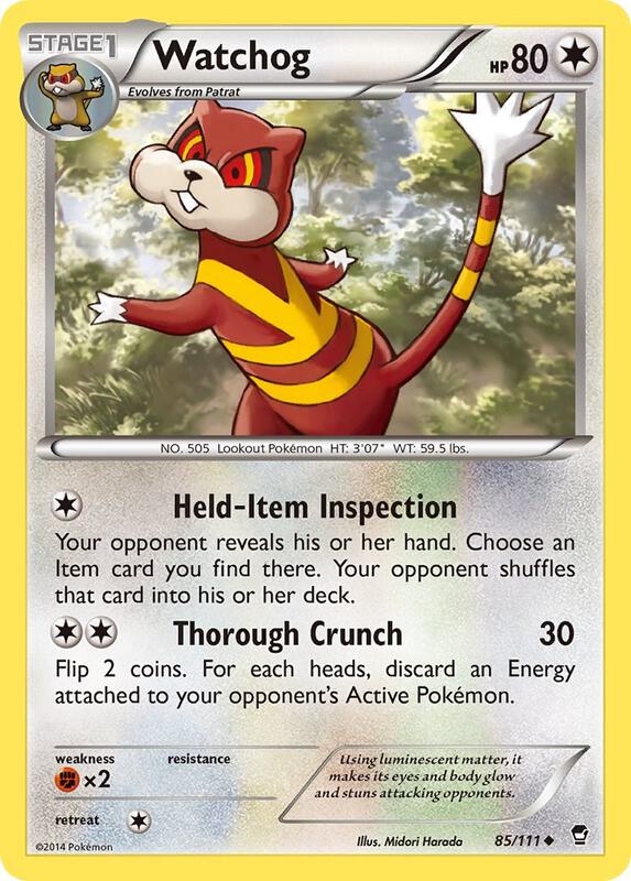 Watchog Pokemon card from XY - Furious Fists