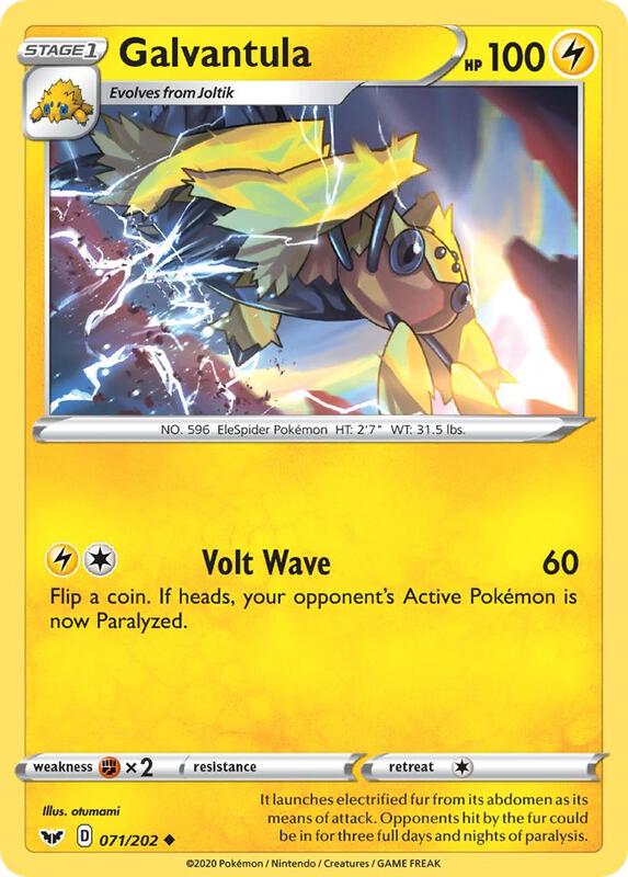 Galvantula Pokemon card from SWSH01: Sword & Shield Base Set