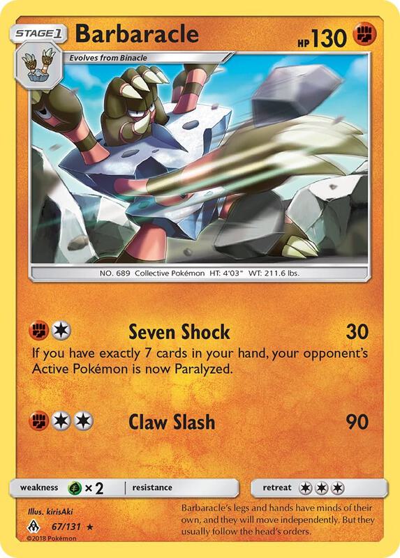 Barbaracle Pokemon card from SM - Forbidden Light