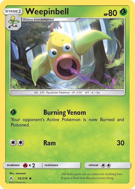 Weepinbell Pokemon card from SM - Unbroken Bonds
