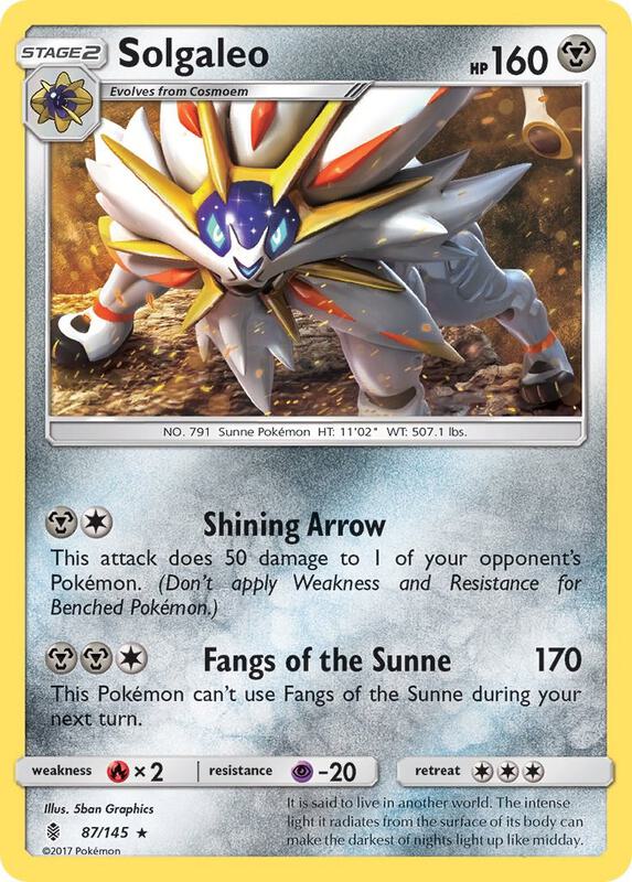 Solgaleo Pokemon card from SM - Guardians Rising