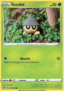 Seedot Pokemon card from Lost Origin