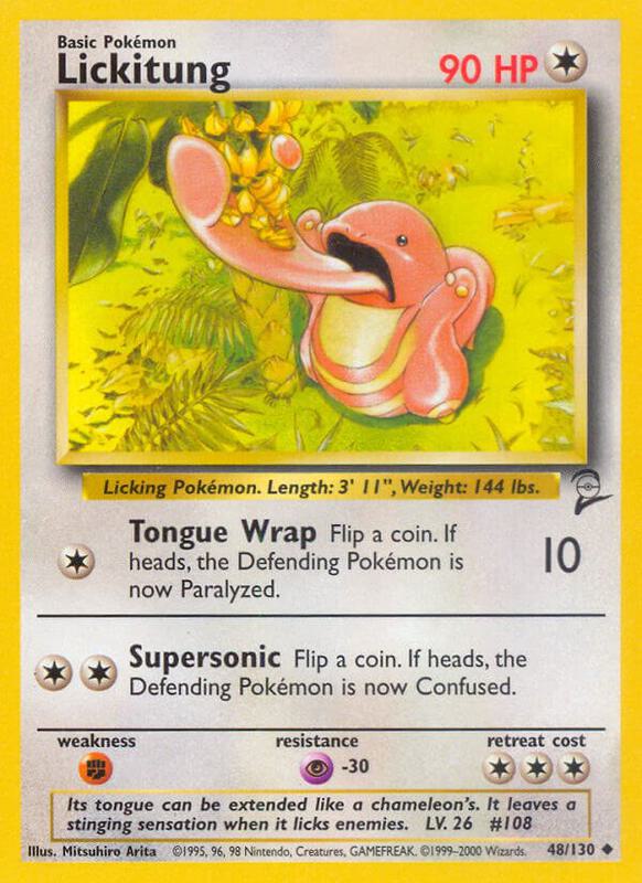 Lickitung Pokemon card from Base Set 2