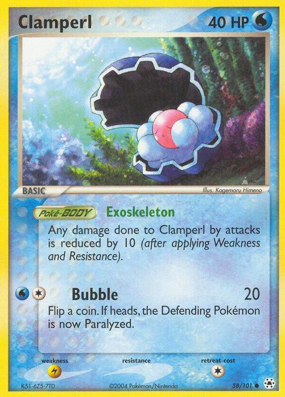 Clamperl Pokemon card from Hidden Legends
