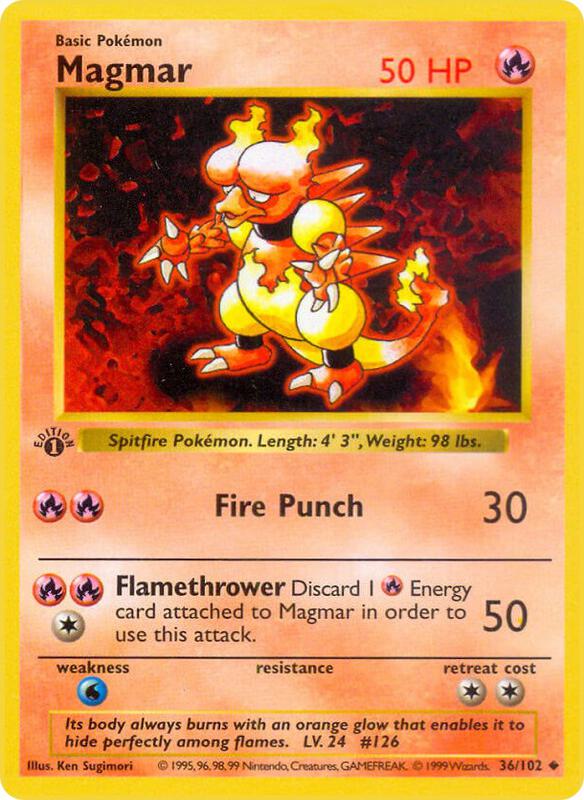 Magmar Pokemon card from Base Set (Shadowless)