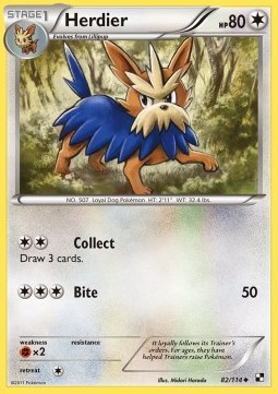 Herdier Pokemon card from Black White
