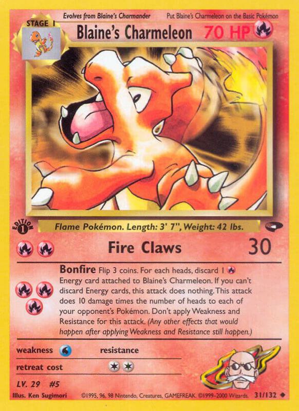 Blaine's Charmeleon Pokemon card from Gym Challenge