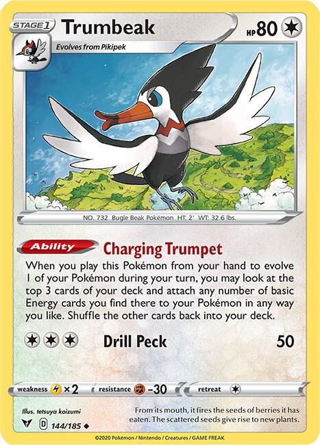 Trumbeak Pokemon card from SWSH04: Vivid Voltage