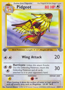 Pidgeot Pokemon card from Jungle