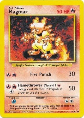 Magmar Pokemon card from Base Set
