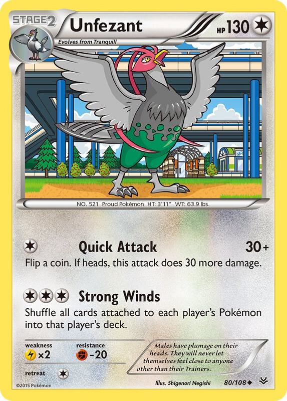 Unfezant (80) Pokemon card from XY - Roaring Skies