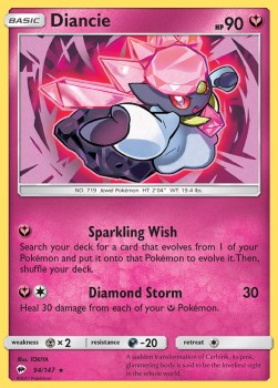 Diancie Pokemon card from Burning Shadows