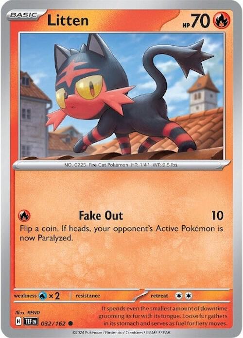Litten Pokemon card from SV05: Temporal Forces