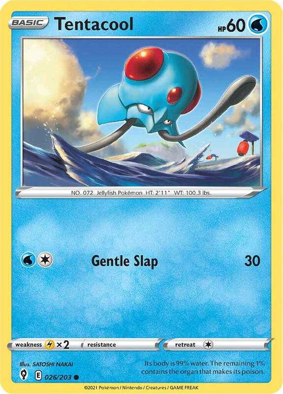 Tentacool Pokemon card from SWSH07: Evolving Skies