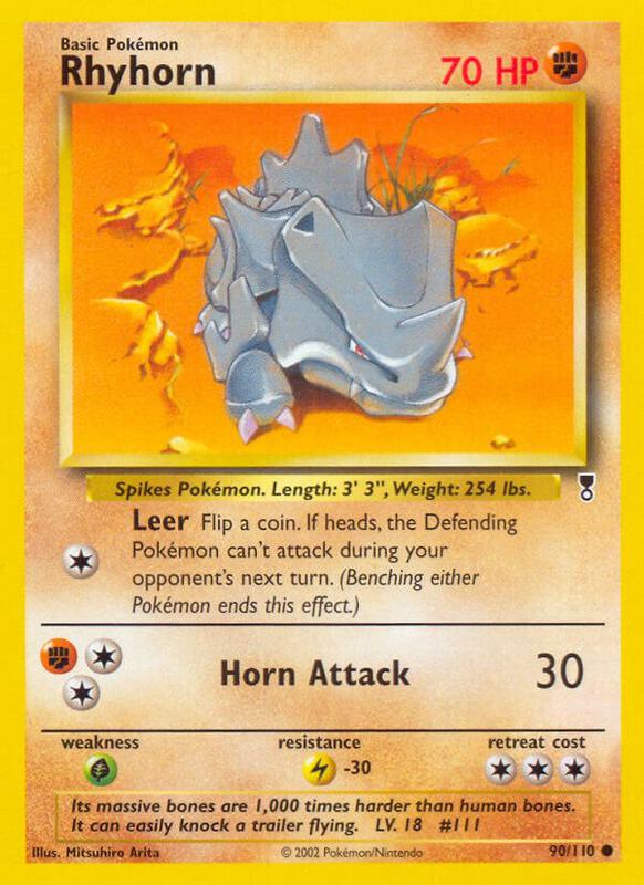Rhyhorn Pokemon card from Legendary Collection
