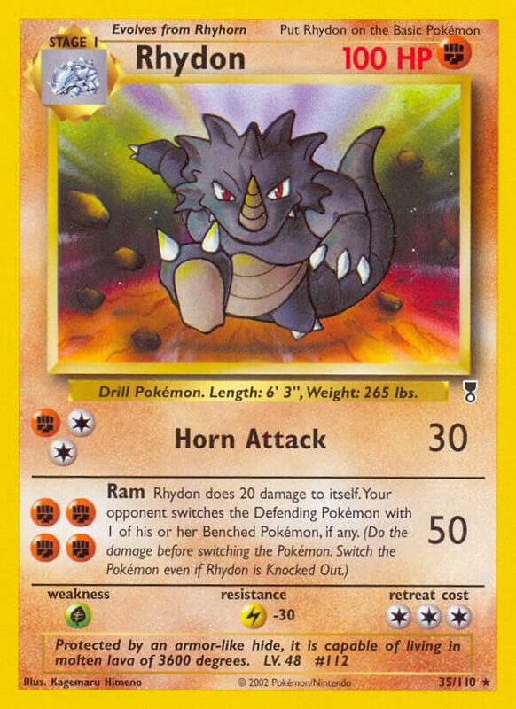 Rhydon Pokemon card from Legendary Collection