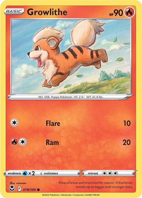 Growlithe Pokemon card from SWSH12: Silver Tempest