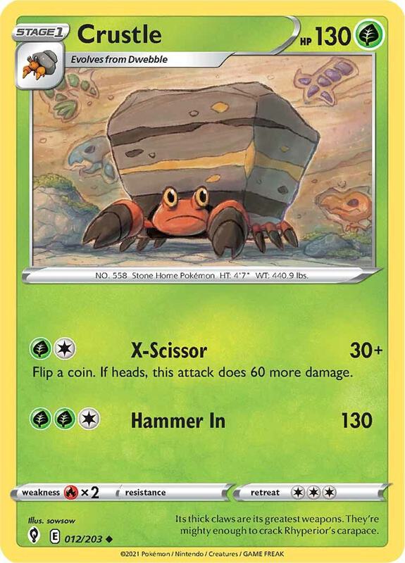 Crustle Pokemon card from SWSH07: Evolving Skies