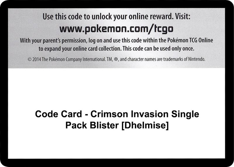 Code Card - Crimson Invasion Single Pack Blister [Dhelmise] Pokemon card from SM - Crimson Invasion