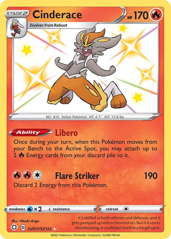 Cinderace Pokemon card from Shining Fates: Shiny Vault