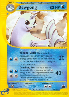 Dewgong Pokemon card from Skyridge
