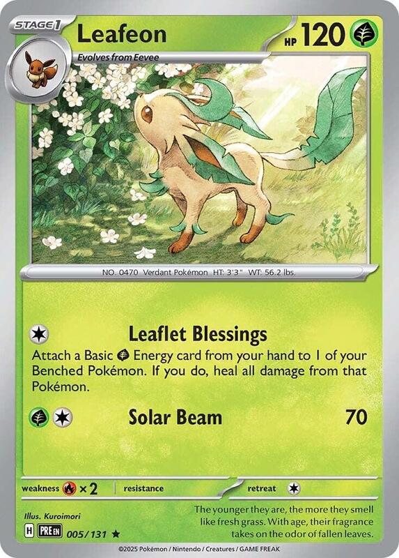 Leafeon Pokemon card from SV: Prismatic Evolutions