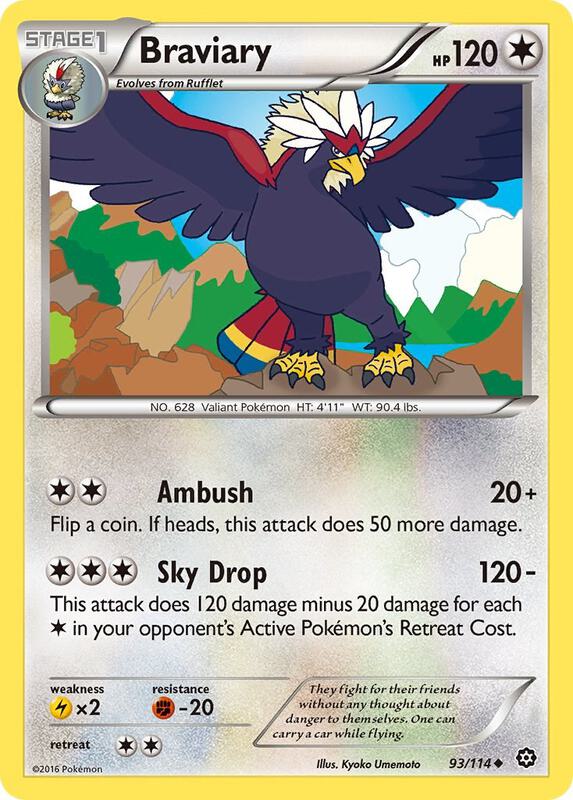 Braviary Pokemon card from XY - Steam Siege