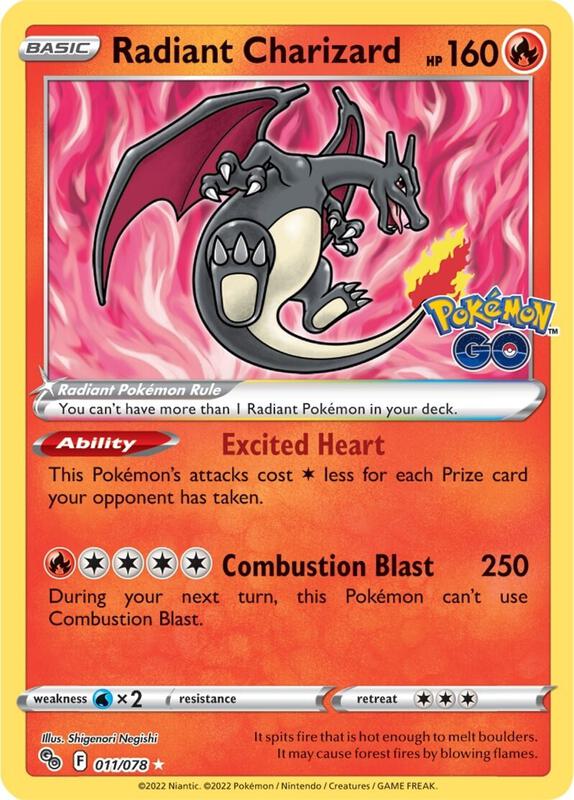 Radiant Charizard Pokemon card from Pokemon GO