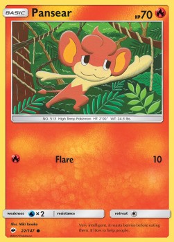 Pansear Pokemon card from Burning Shadows