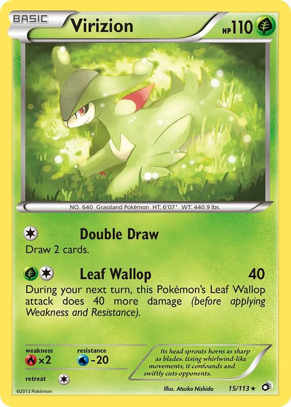 Virizion Pokemon card from Legendary Treasures