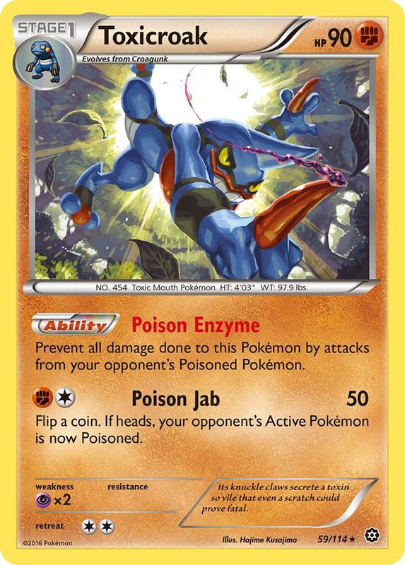 Toxicroak Pokemon card from XY - Steam Siege