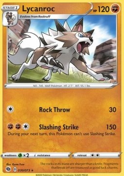 Lycanroc Pokemon card from Champion's Path