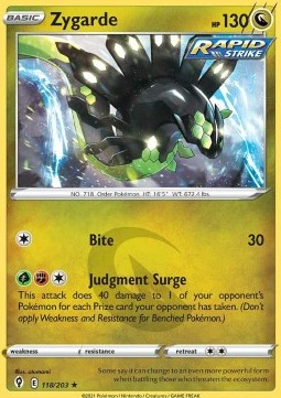 Zygarde Pokemon card from Evolving Skies