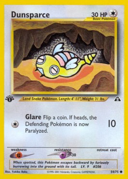 Dunsparce Pokemon card from Neo Discovery