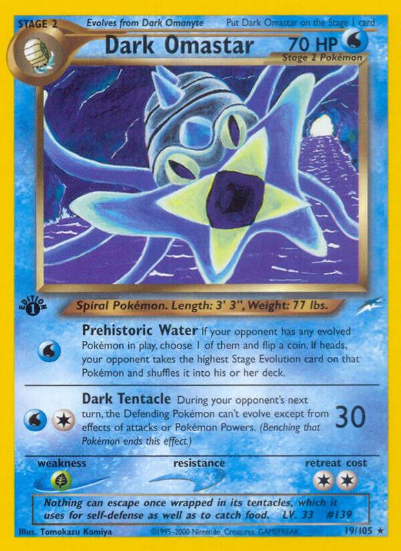 Dark Omastar Pokemon card from Neo Destiny