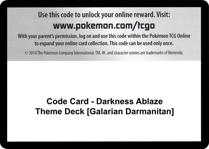 Code Card - Darkness Ablaze Theme Deck [Galarian Darmanitan] Pokemon card from SWSH03: Darkness