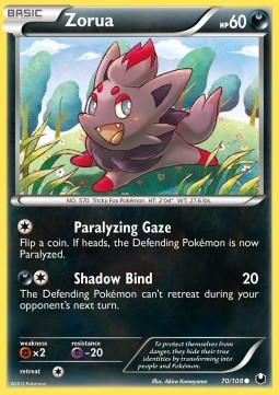 Zorua Pokemon card from Dark Explorers