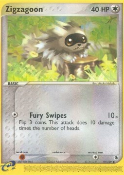 Zigzagoon Pokemon card from EX Ruby Sapphire