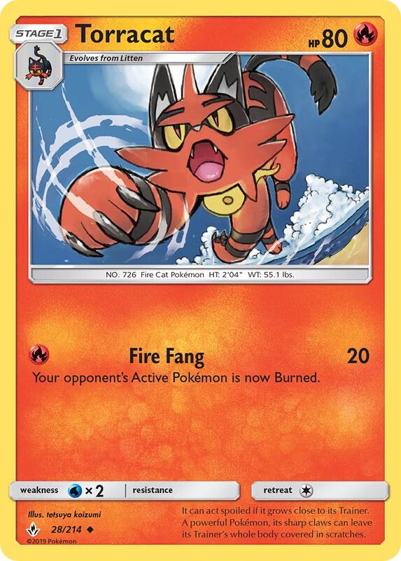 Torracat Pokemon card from SM - Unbroken Bonds