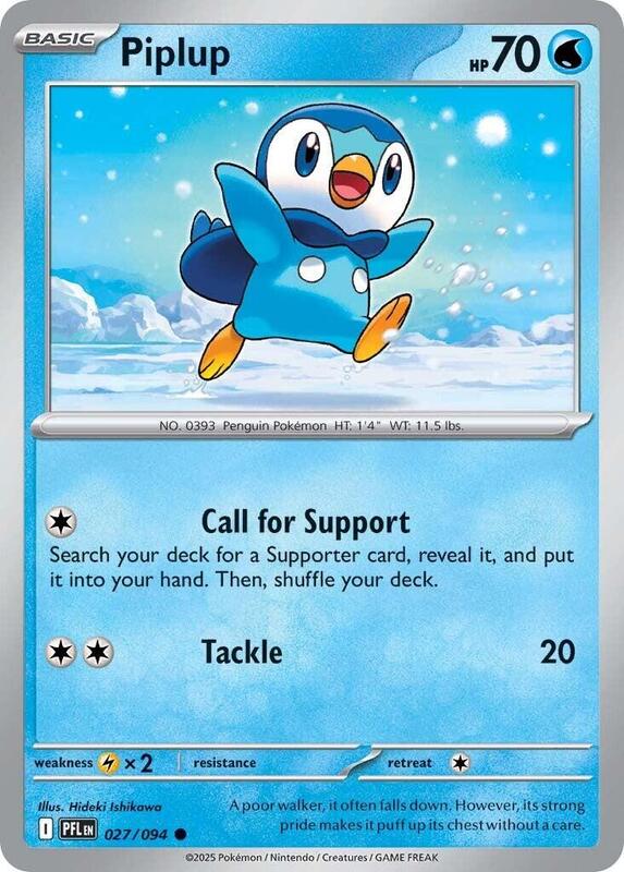 Piplup Pokemon card from ME02: Phantasmal Flames