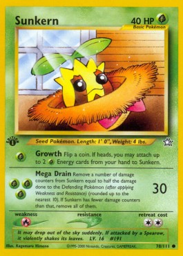Sunkern Pokemon card from Neo Genesis