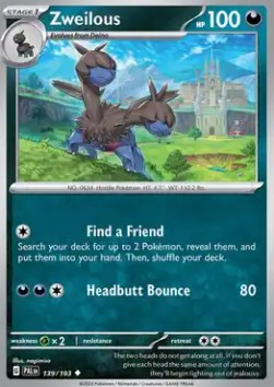 Zweilous Pokemon card from Paldea Evolved