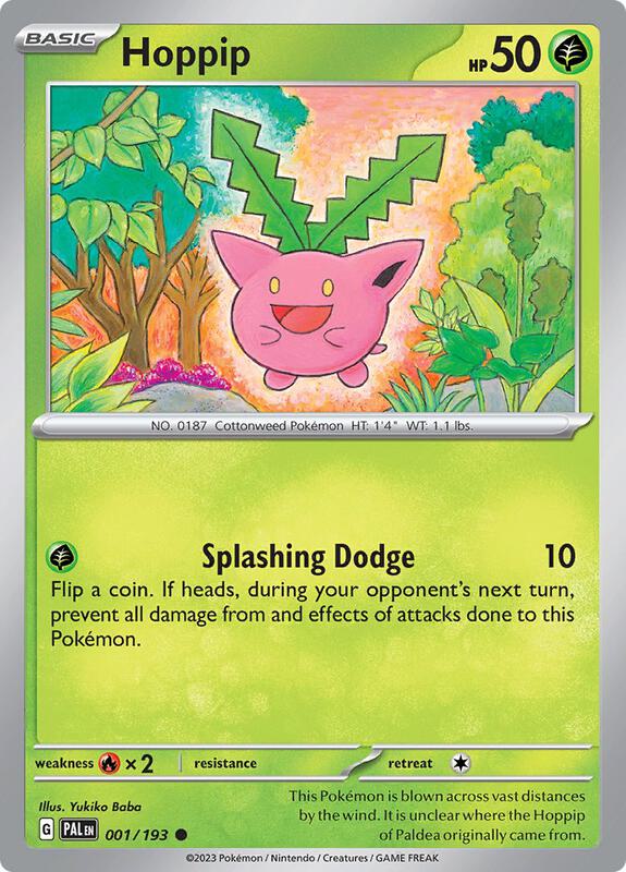 Hoppip Pokemon card from SV02: Paldea Evolved