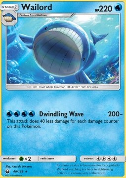 Wailord Pokemon card from Celestial Storm